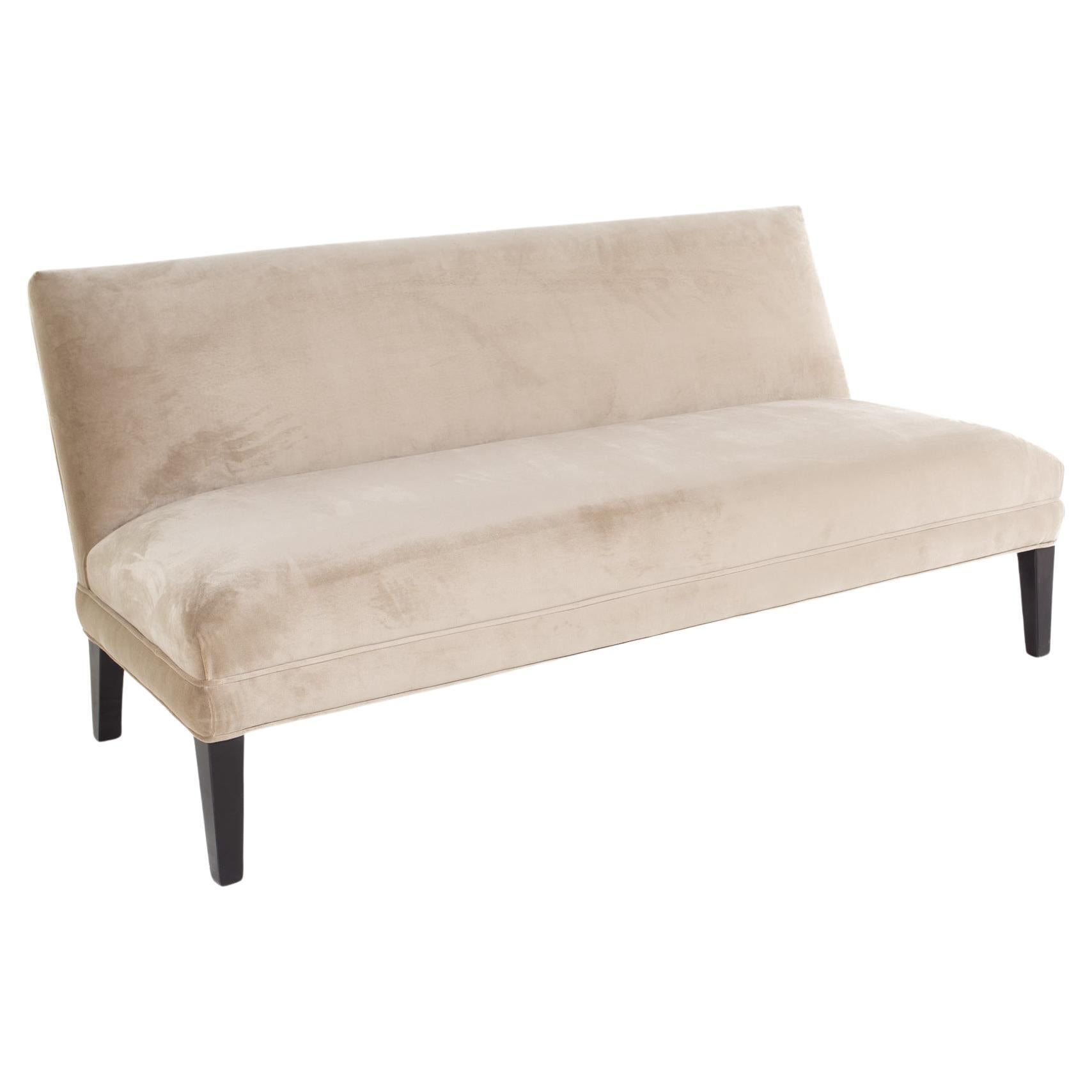 Mitchell Gold and Bob Williams Gray Velour Armless Sofa For Sale