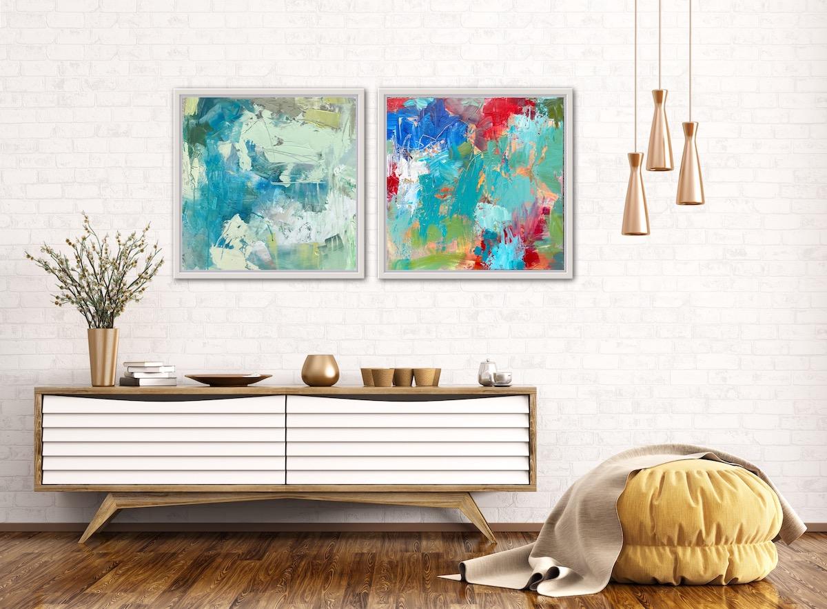Jubilation and Deeper Still Diptych - Painting by Michella Marra
