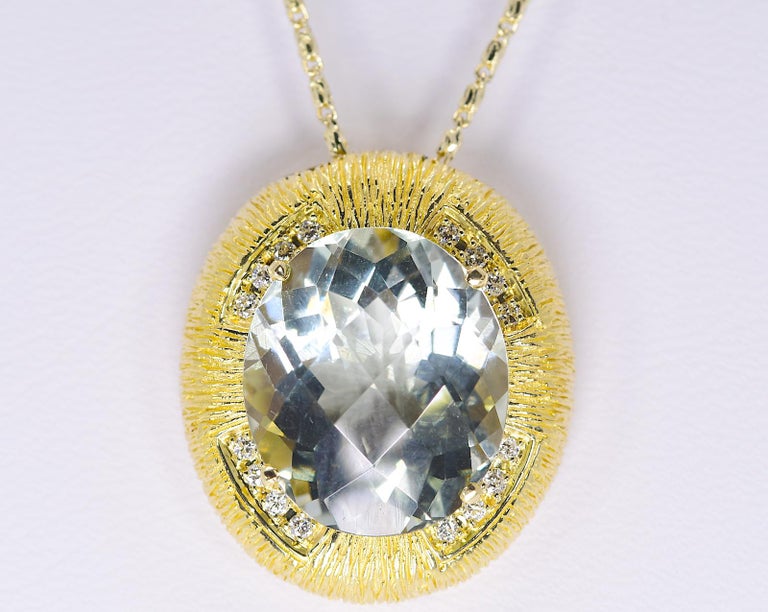 Michelle Abala Lime Quartz and Diamond in 18 Karat Yellow Gold Pendant ...