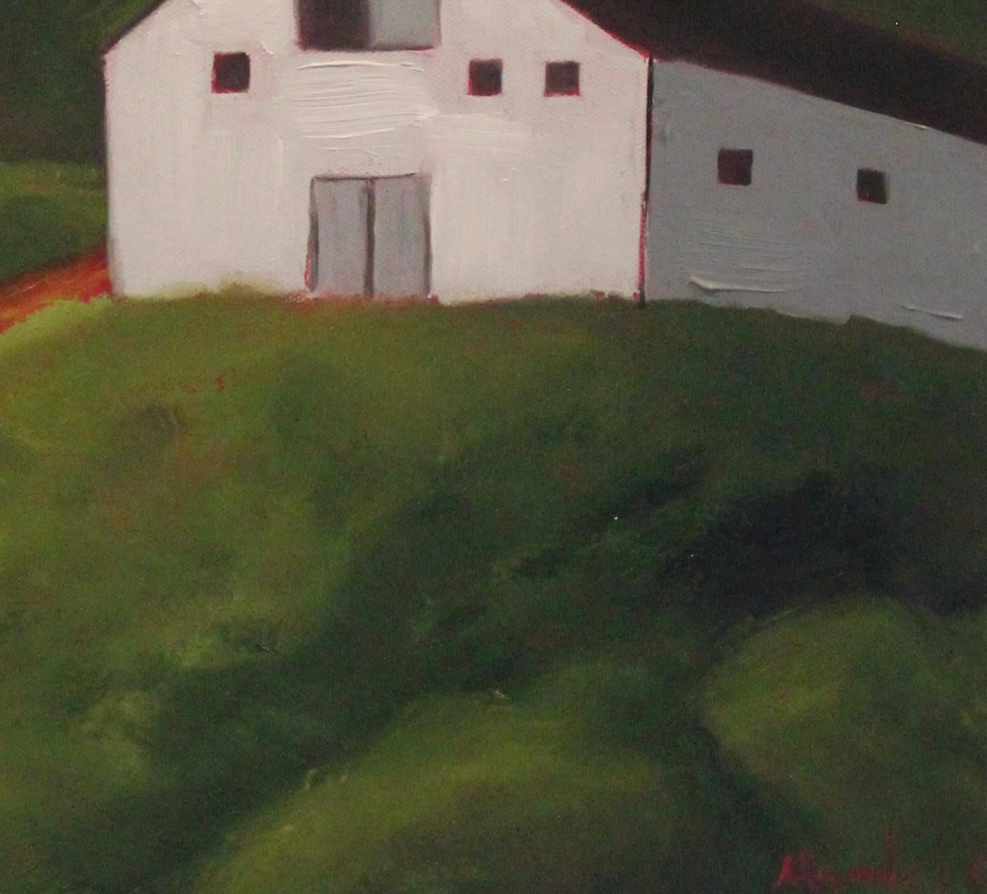 Ein Scheunen für Michael (Schwarz), Landscape Painting, von Michelle Andres