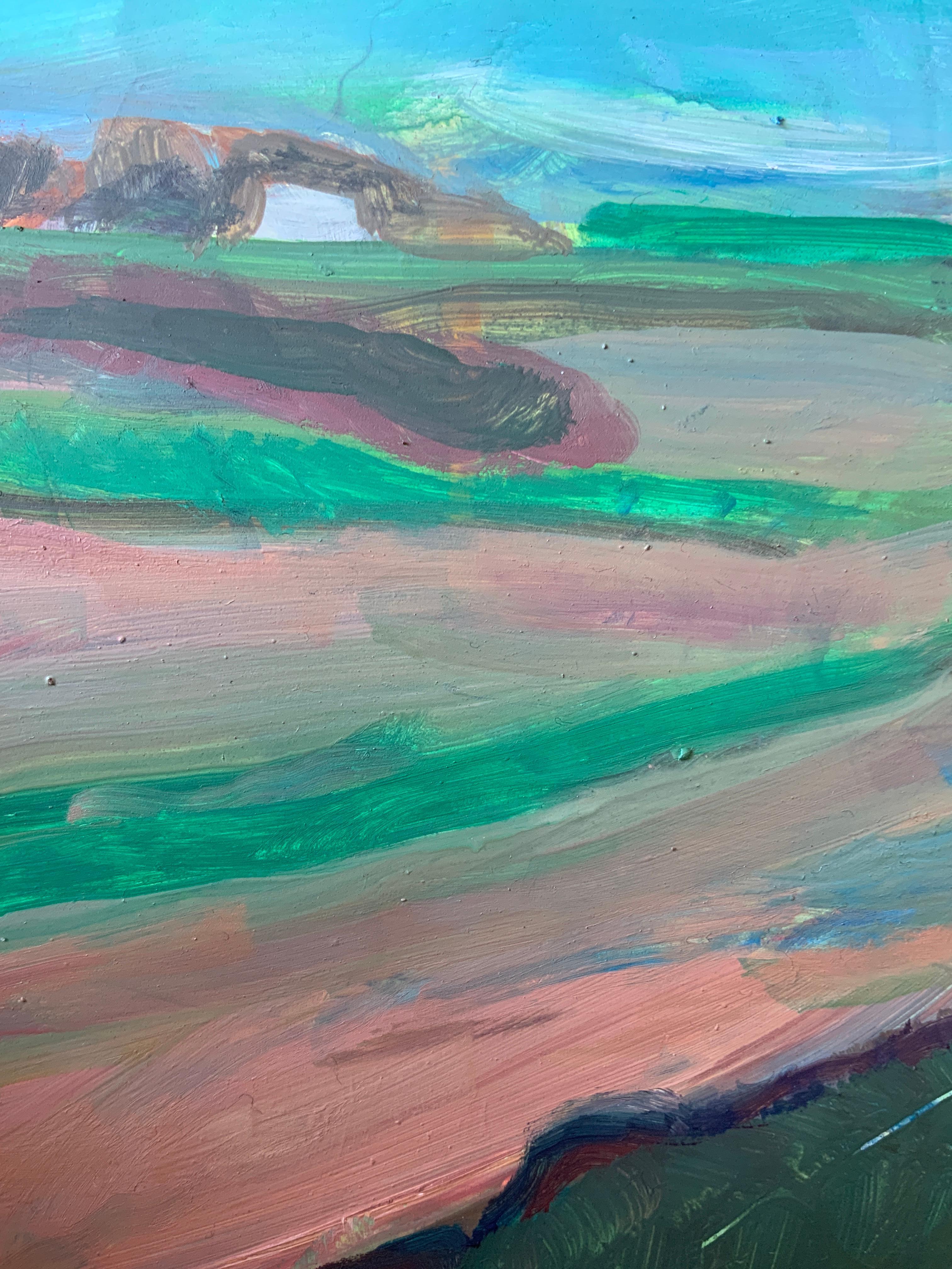 Artista contemporáneo indio irlandés pintura Óleo sobre tabla Hermanas Veranos de infancia - Painting Abstracto de Michelle Boyle