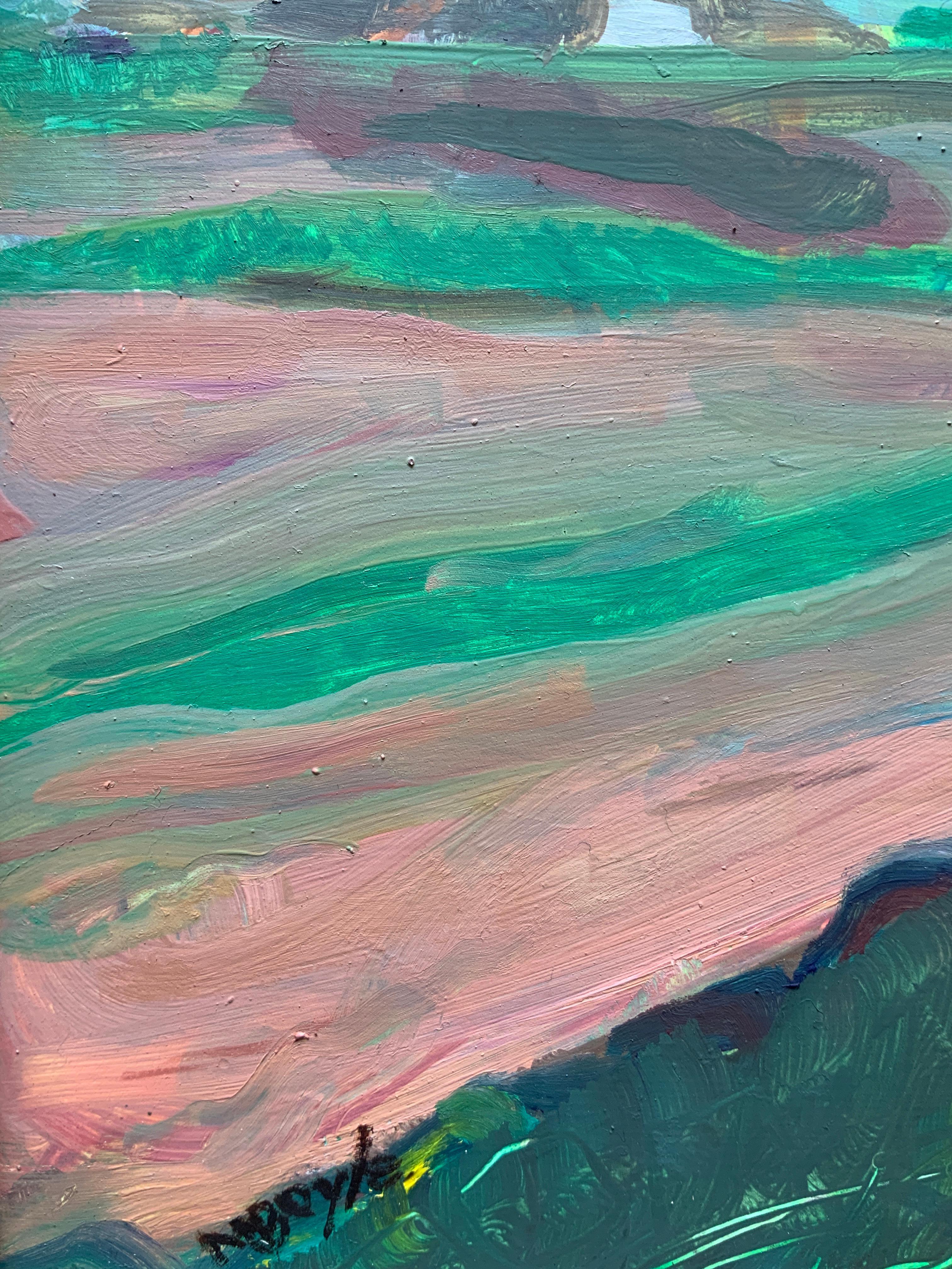 Artista contemporáneo indio irlandés pintura Óleo sobre tabla Hermanas Veranos de infancia en venta 3