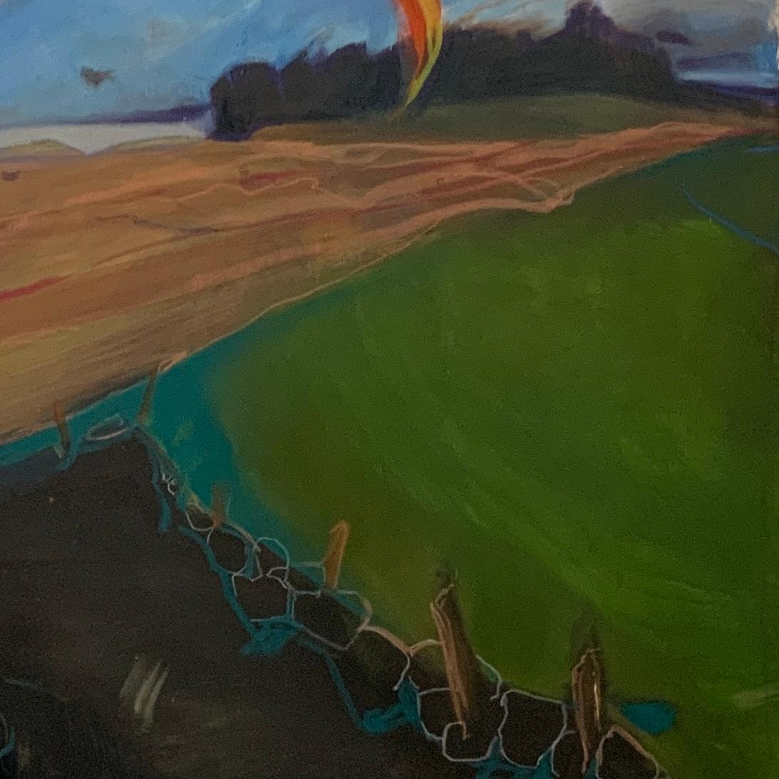 Pittura dell'artista irlandese indiano contemporaneo Olio su tela Flying Nature Freedom - Painting di Michelle Boyle