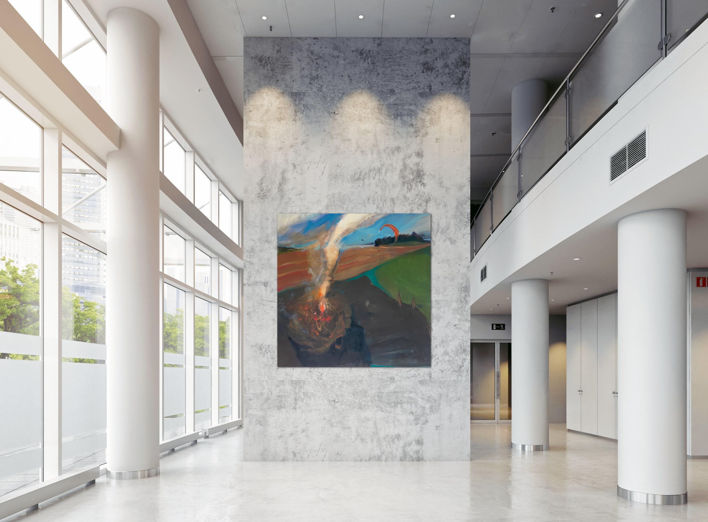 Pittura dell'artista irlandese indiano contemporaneo Olio su tela Flying Nature Freedom in vendita 3