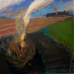 Pittura dell'artista irlandese indiano contemporaneo Olio su tela Flying Nature Freedom