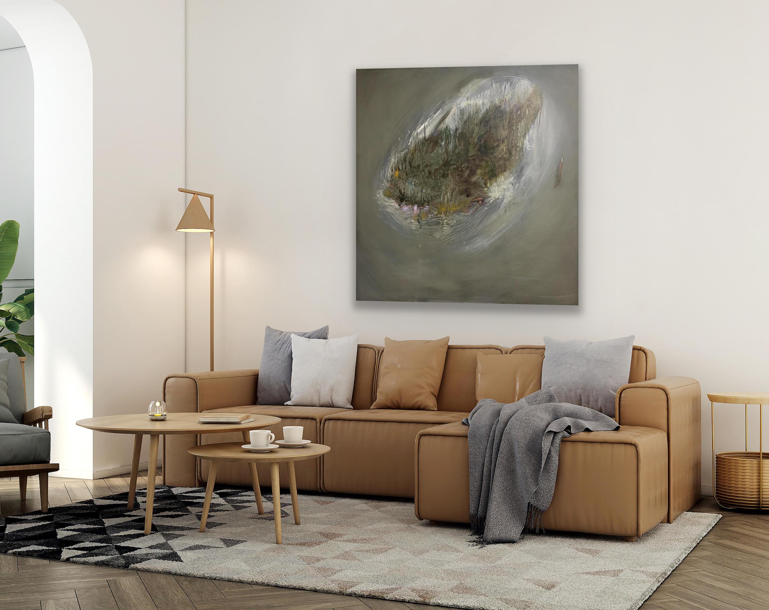Irish Indian Contemporary Artist Gemälde Öl auf Leinwand Island Ancient Land im Angebot 6