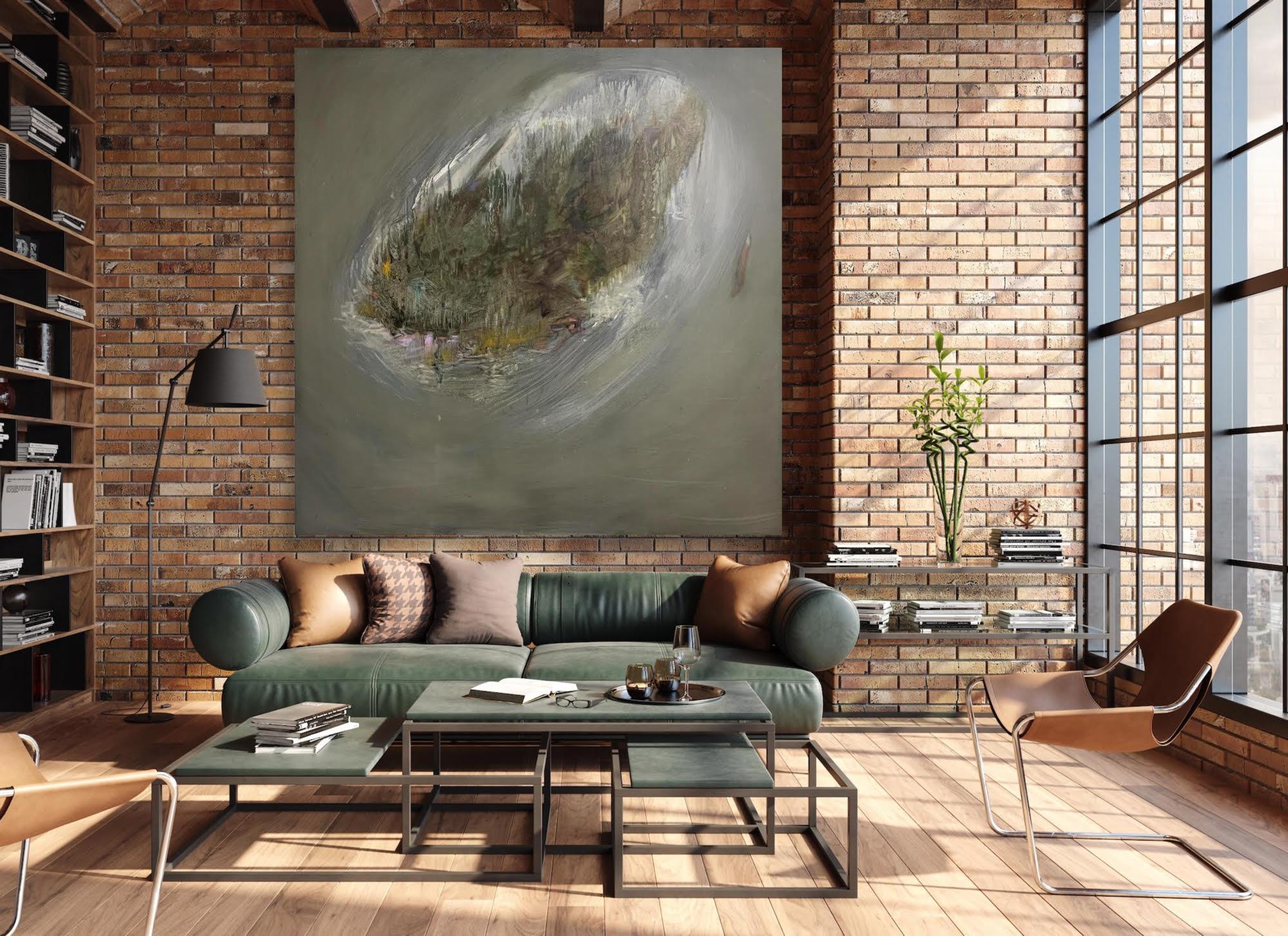 Irish Indian Contemporary Artist Gemälde Öl auf Leinwand Island Ancient Land im Angebot 8