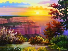 "Another Day's End" - paysage Peinture à l'huile au coucher du soleil du Grand Canyon