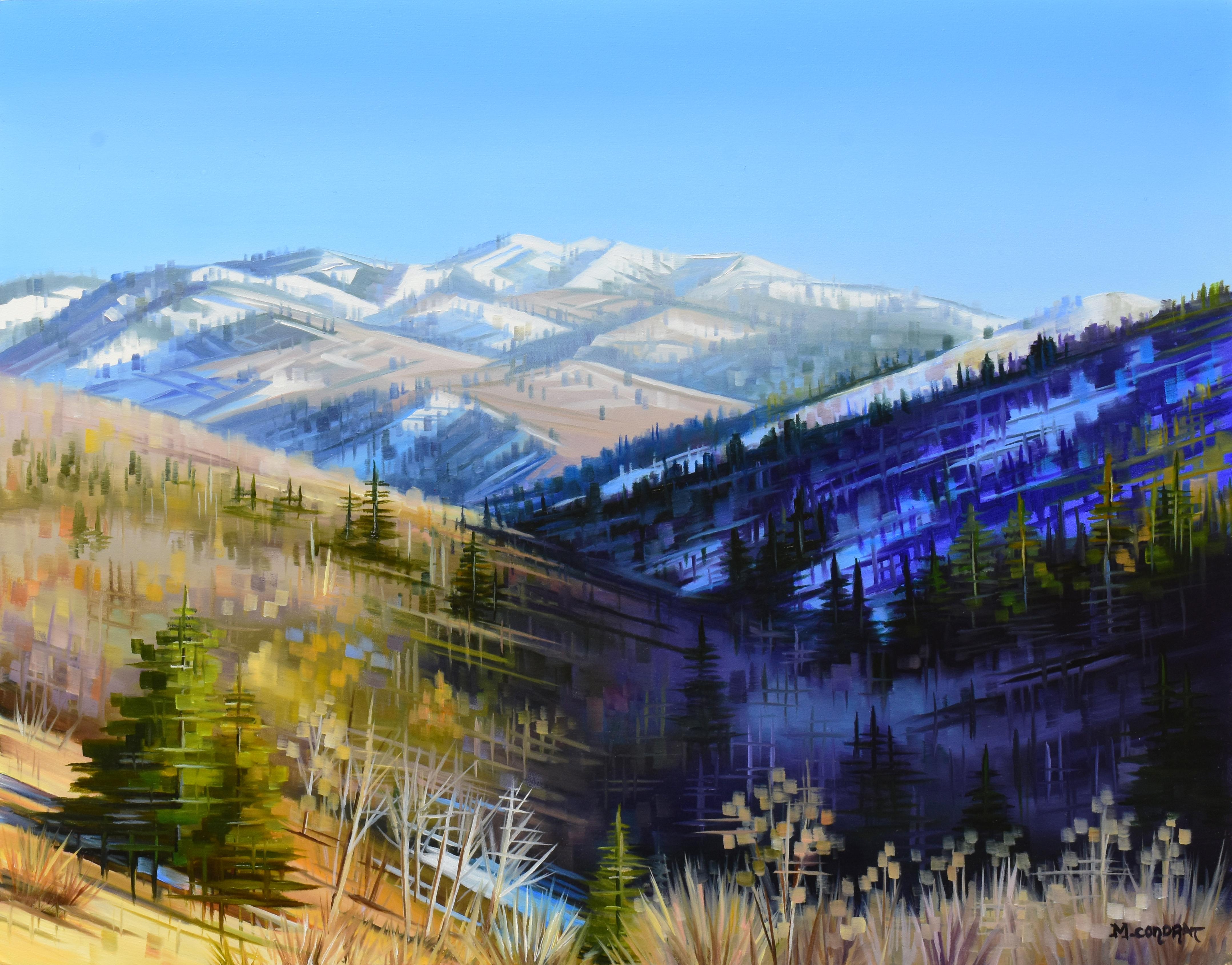 Michelle Condrat Landscape Painting - "Snowy Foothills, " Oil painting