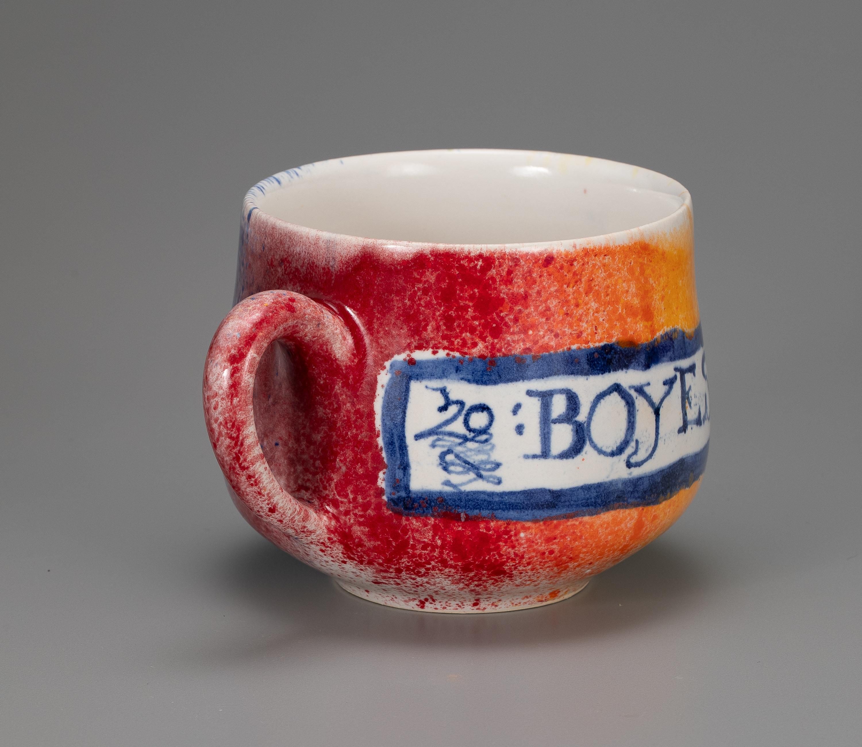 Michelle Erickson Ceramics Delftware Mugs GOD BLES  THE QVEEN, BOYES BEE MERRY  For Sale 3