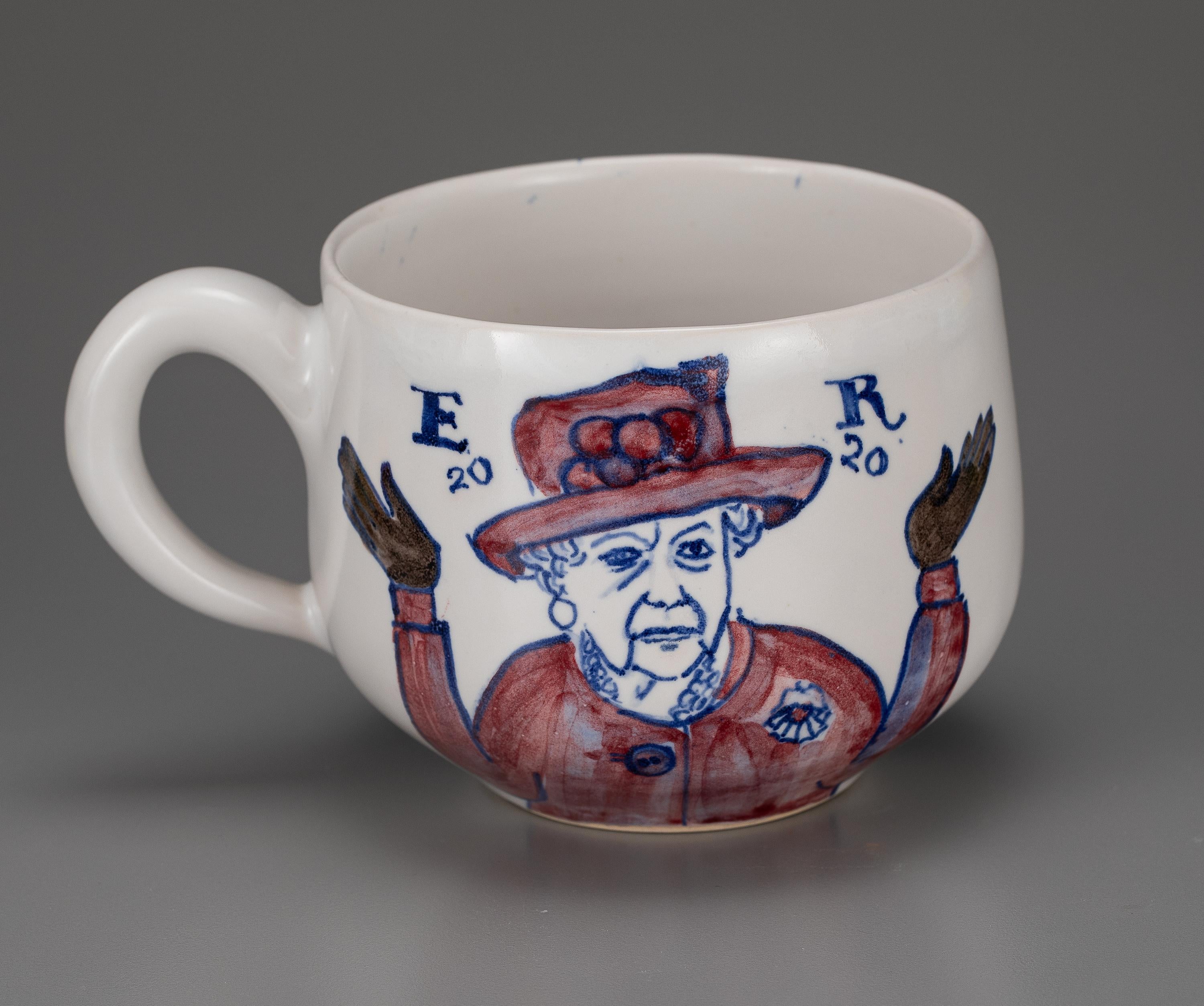 American Michelle Erickson  Ceramics ‘MUGXIT’Delftware Portrait Mug of Meagan and Harry  For Sale