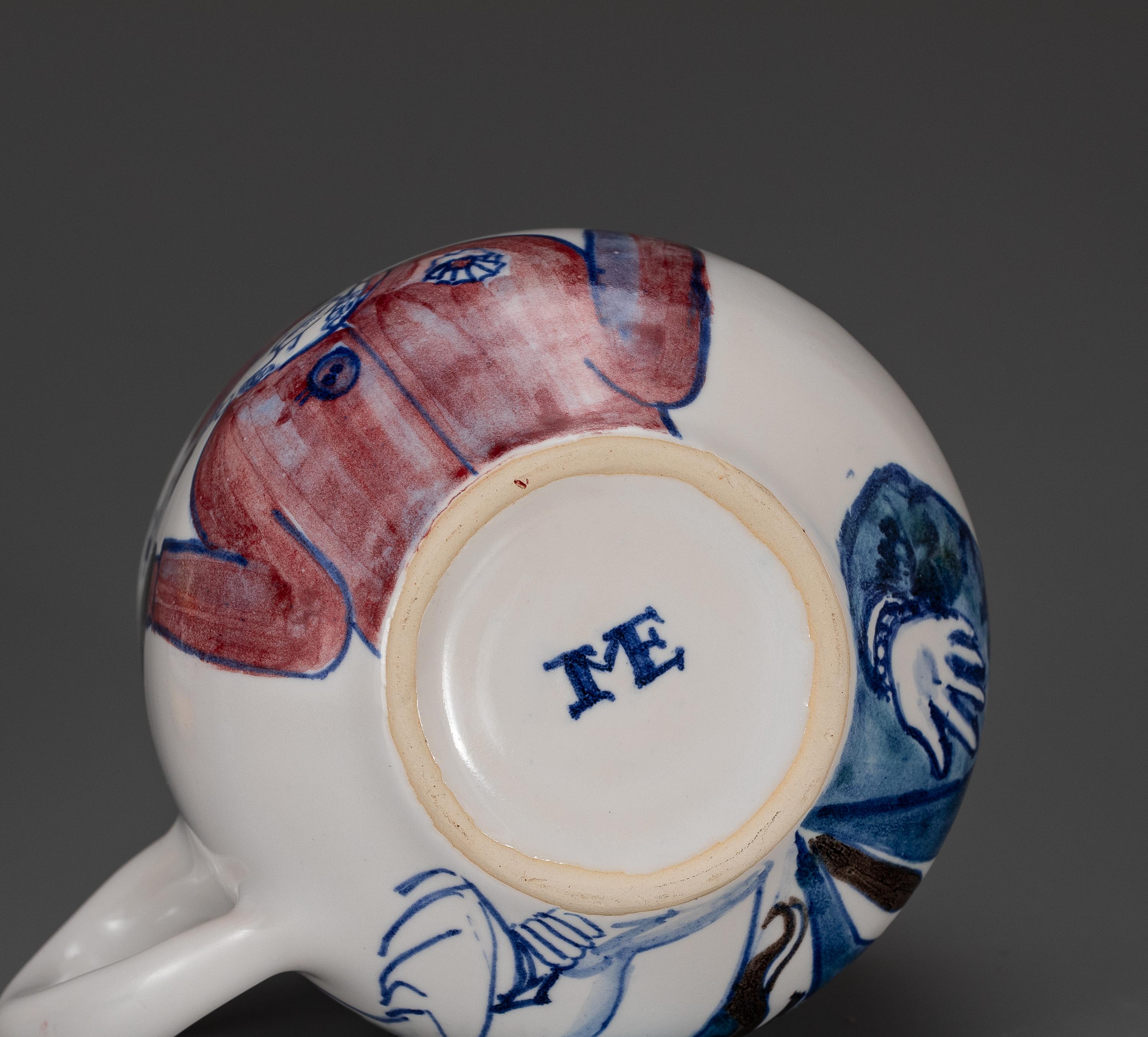 Michelle Erickson  Ceramics ‘MUGXIT’Delftware Portrait Mug of Meagan and Harry In New Condition For Sale In Hampton, VA
