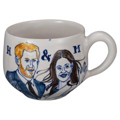 Michelle Erickson  Ceramics ‘MUGXIT’Delftware Portrait Mug of Meagan and Harry 