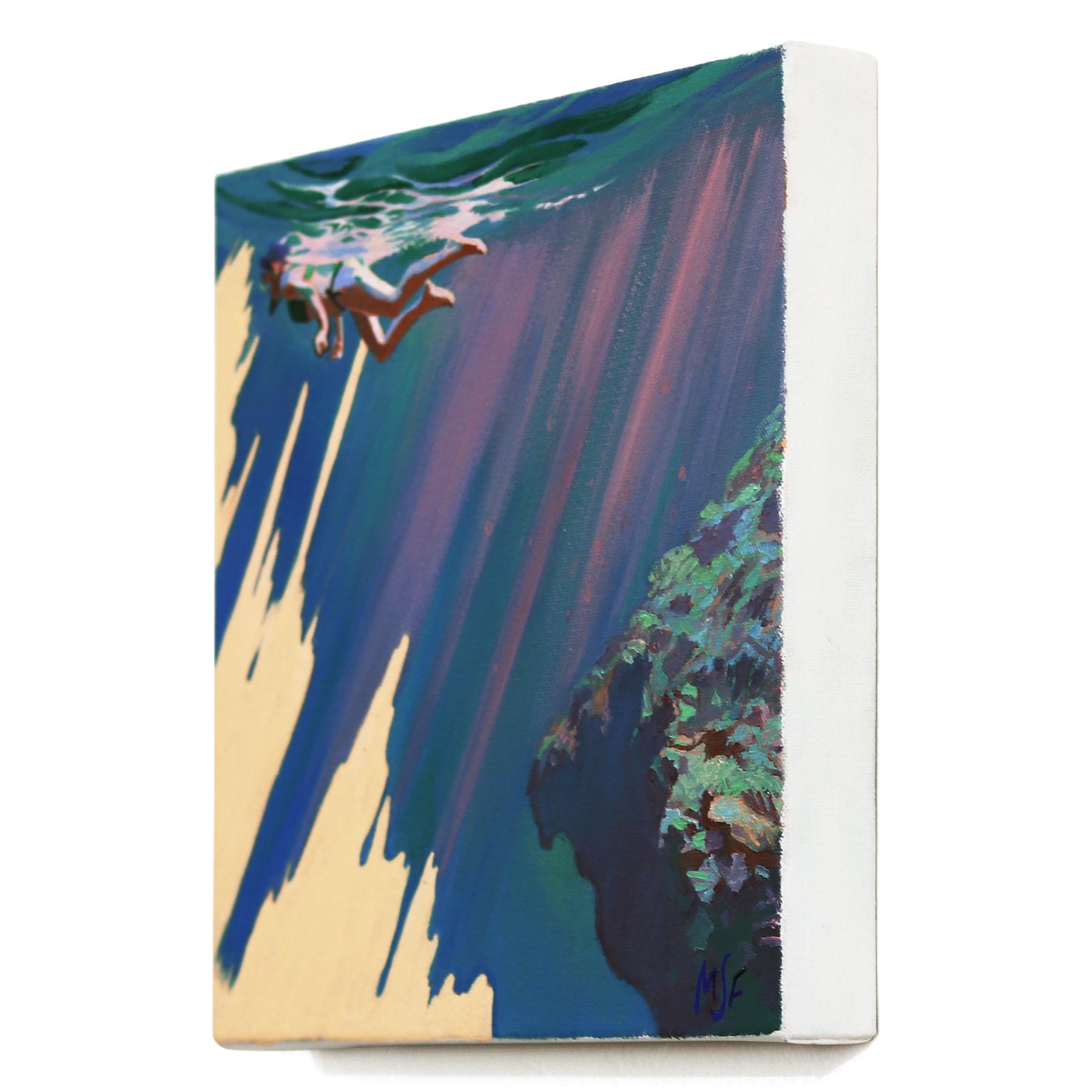 Comfort Zone: Study - Buntes Original-Figuratives Ölgemälde auf Leinwand (Blau), Landscape Painting, von Michelle Fillmore