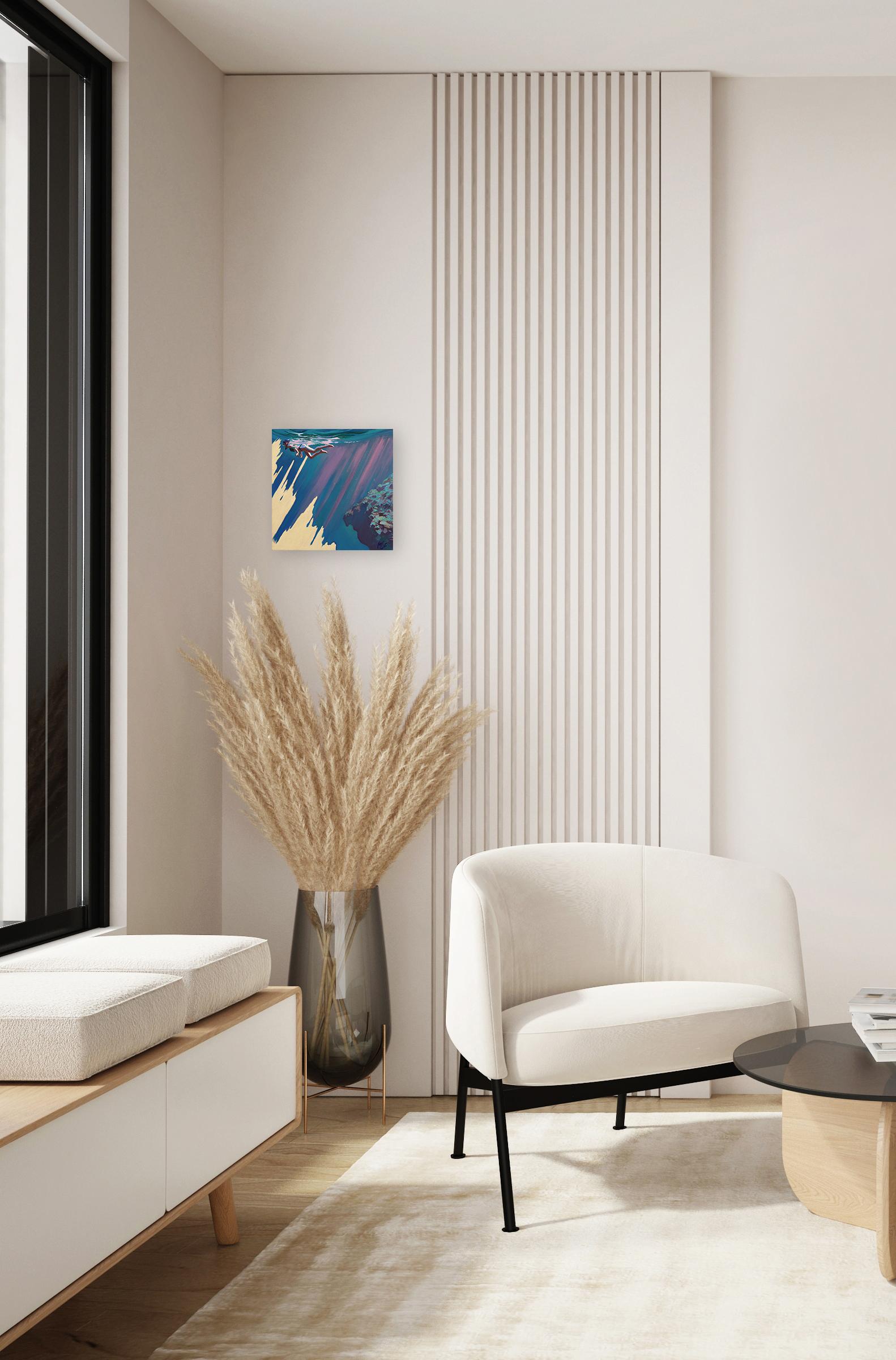 Comfort Zone: Study - Buntes Original-Figuratives Ölgemälde auf Leinwand im Angebot 3