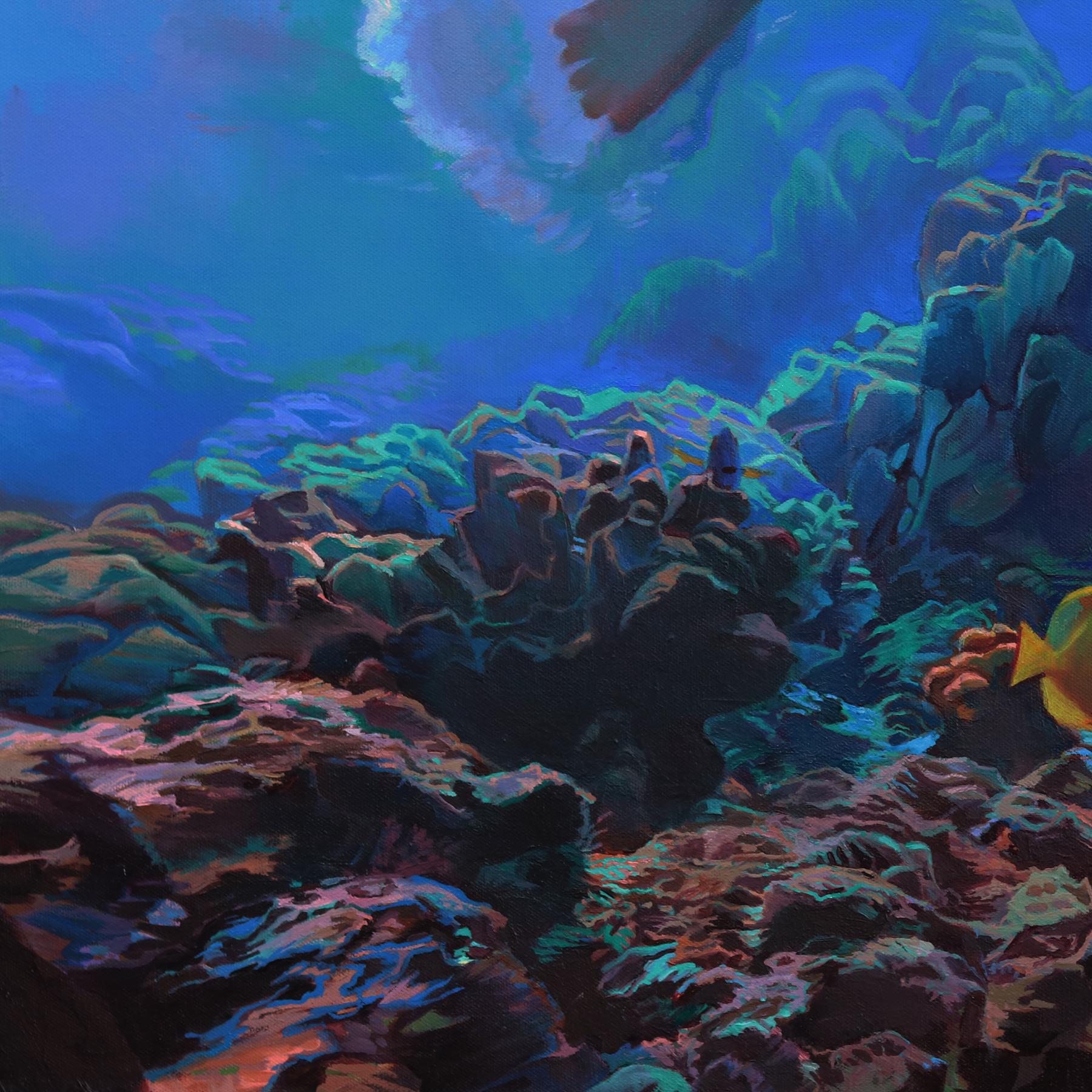 Confront - Gran pintura al óleo figurativa oceánica original sobre lienzo en venta 2