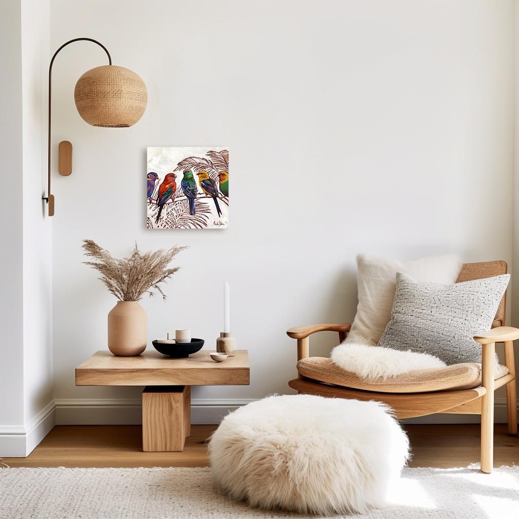 Das Leben in Farbe - Original Abstrakt Bunt Lebendige Vögel Ölgemälde auf Leinwand im Angebot 2