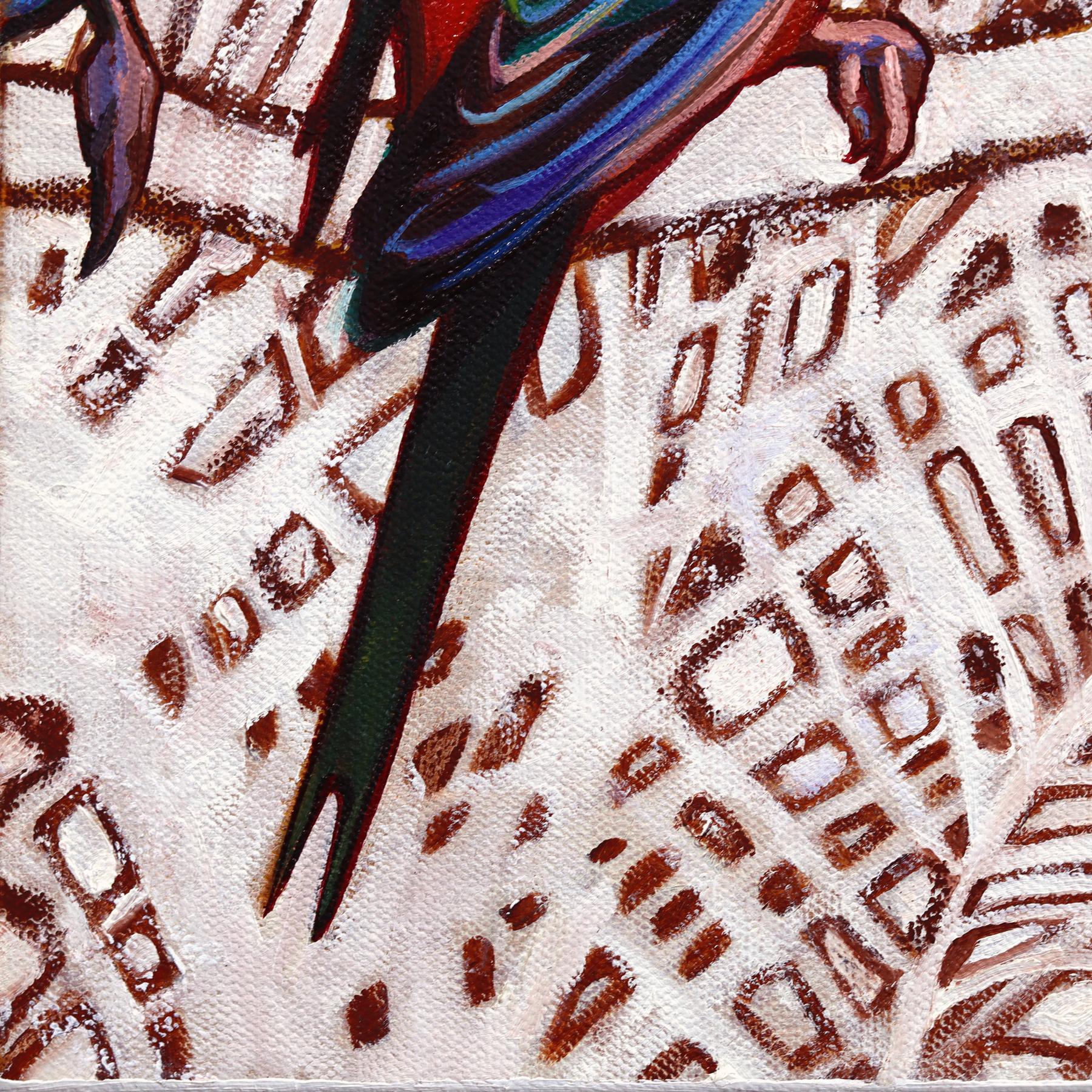 Das Leben in Farbe - Original Abstrakt Bunt Lebendige Vögel Ölgemälde auf Leinwand im Angebot 3