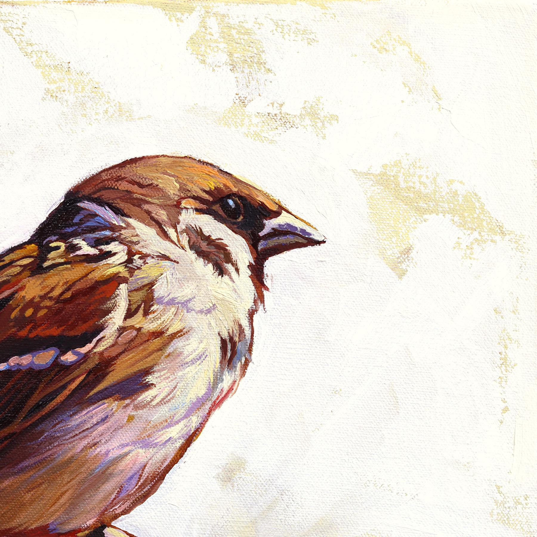 Seeing the Forest - Abstrakte Nature Vögel Stillleben Ölgemälde auf Leinwand im Angebot 1