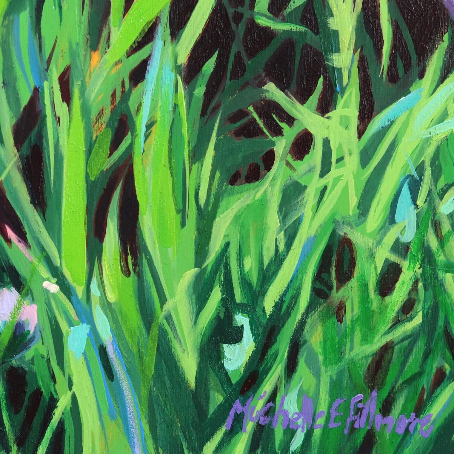 The Escape Artist - Tall Figurative Landscape Painting Woman Birds Sky For Sale 1