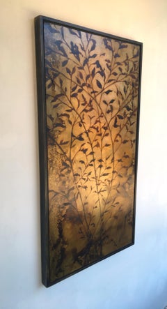 Lilac, botanical, Nature, oil, oil glazes, earth tones, painting, vertical