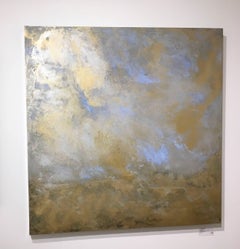 Rhosen, Paisaje nuboso, Óleo, Oro, Azul, Esmaltes al óleo, Pan de oro, Pintura