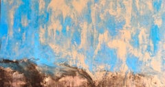Scraped Landscape 3, Sky, Oil, Gold, Blue, Landscape, Gold Leaf, Painting