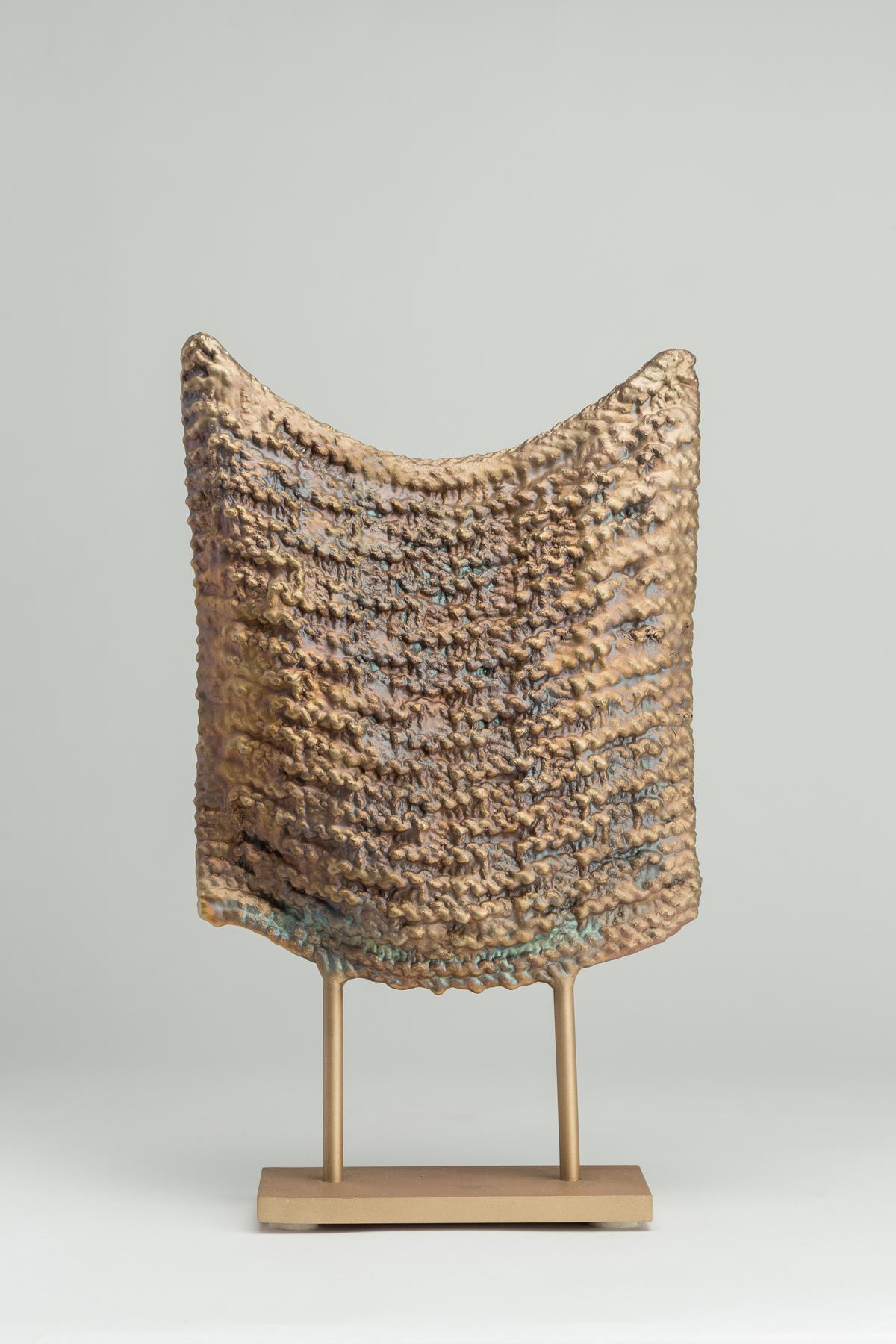 Michelle Grabner, Untitled, 2017, Bronze cast from textile, 14 x 8 x 3 inches For Sale 1