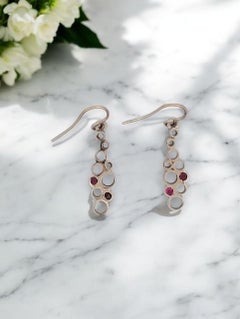 Michelle  Handmade 14k White Gold Earrings with Natural Rubies by Barb Evans