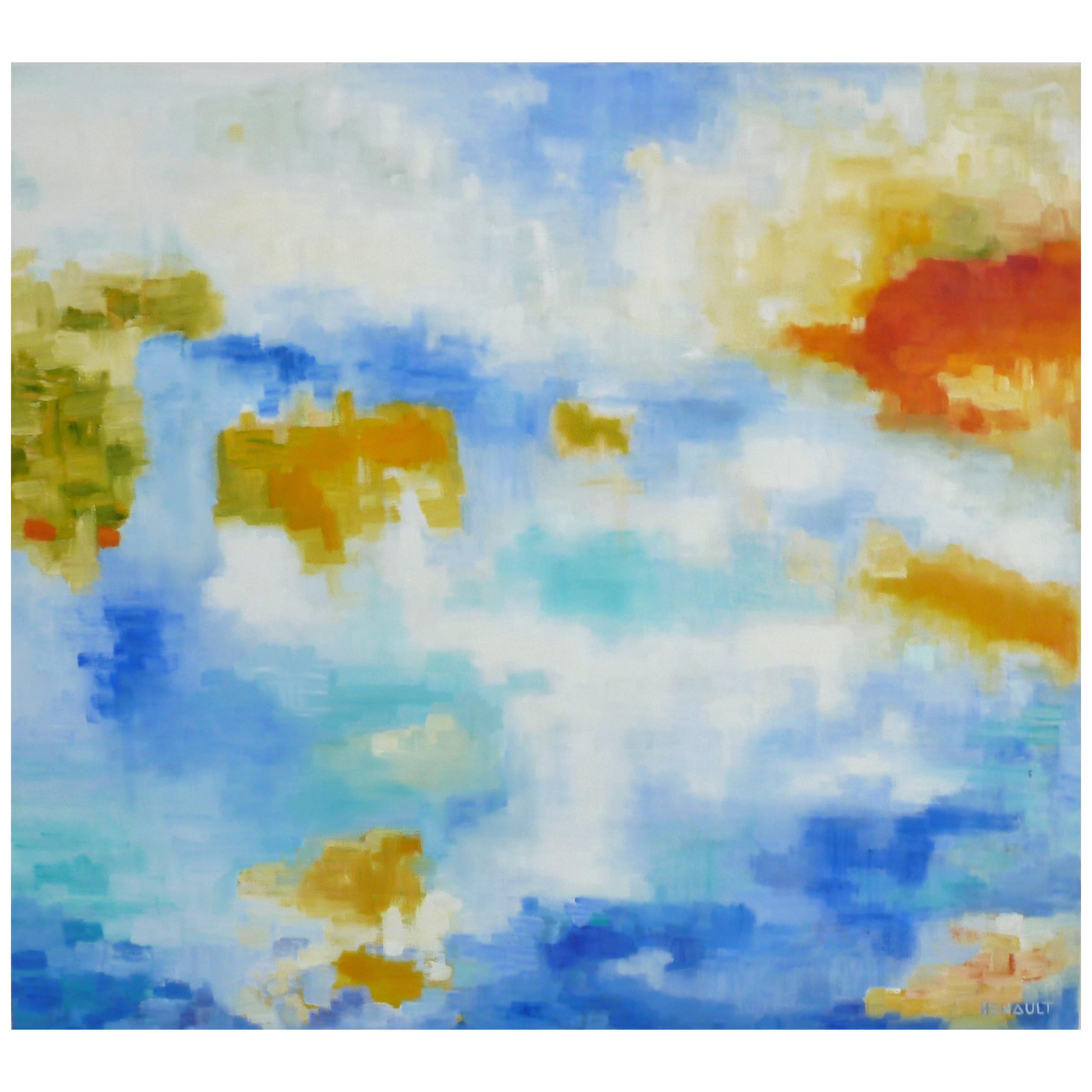 Michelle Hénault Modern Abstract Painting "Lac en Août/The August Lake" 2018 For Sale