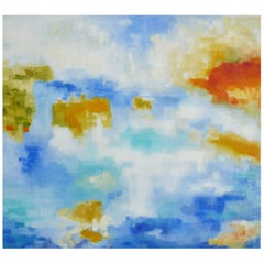 Michelle Hénault Modern Abstract Painting "Lac en Août/The August Lake" 2018