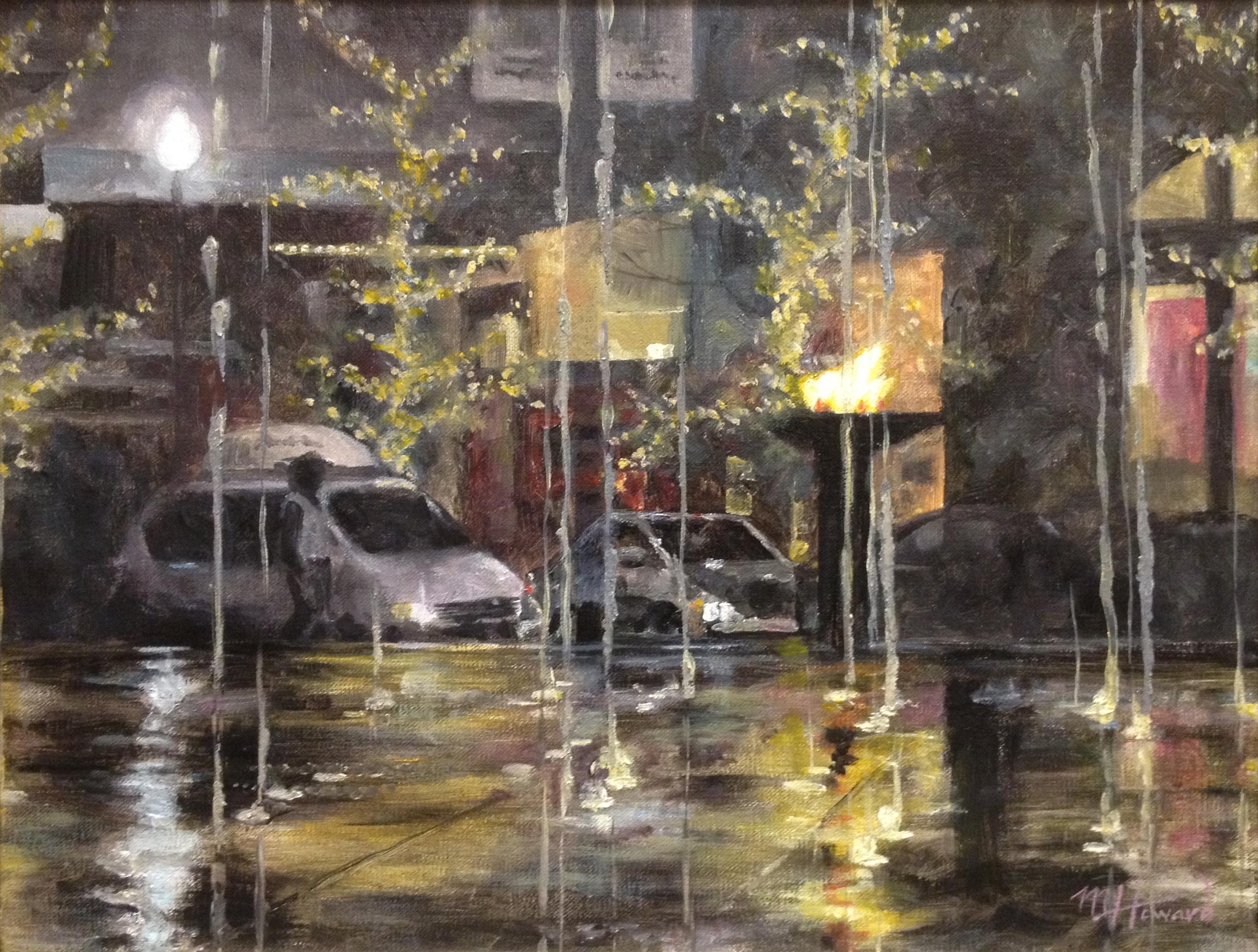Gateway Winternachtbrunnen, Gemälde, Acryl auf Leinwand – Painting von Michelle Howard