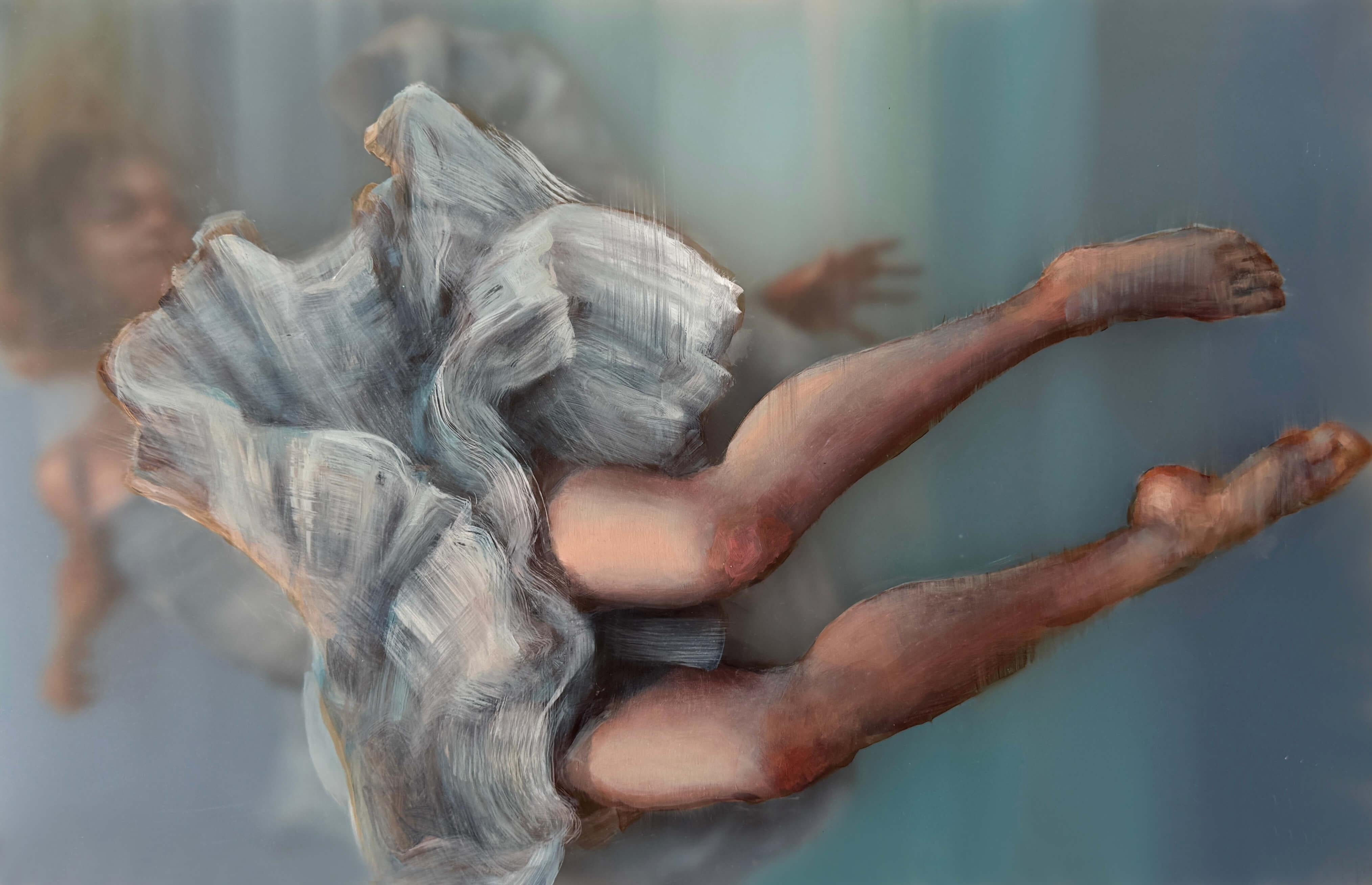 "Falling Softly" (2025) Original Abstract Figurative Oil Painting on Acrylic