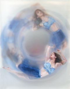 "Hacia el azul" (2022) de Michelle Jader, Pintura al óleo original sobre panel acrílico