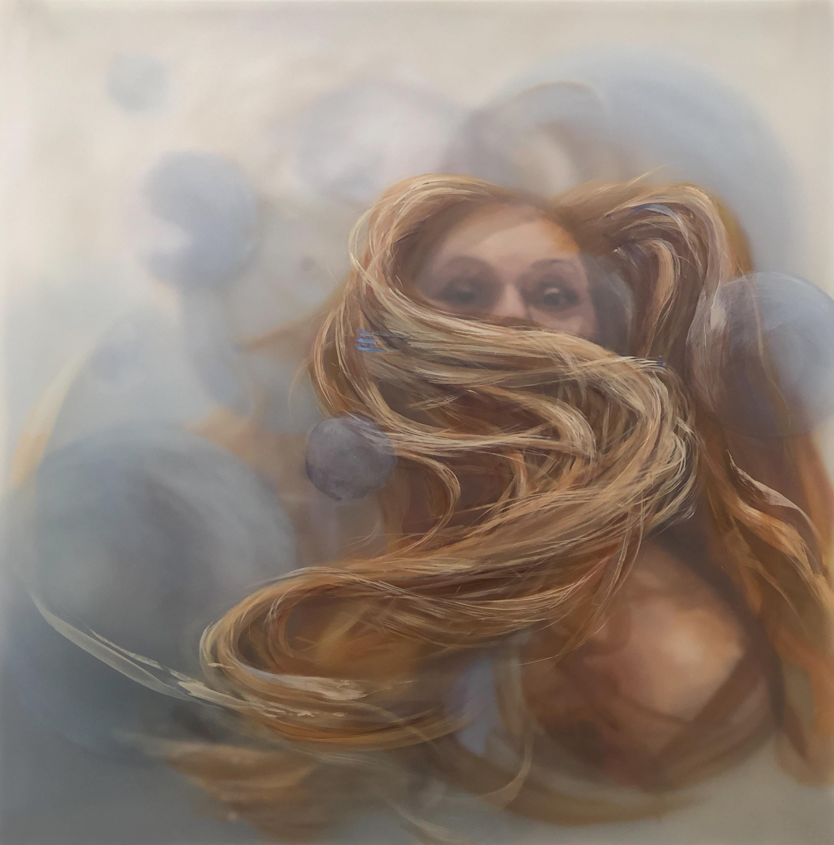 "Desenredar" (2023) de Michelle Jader, Pintura al óleo original sobre panel acrílico