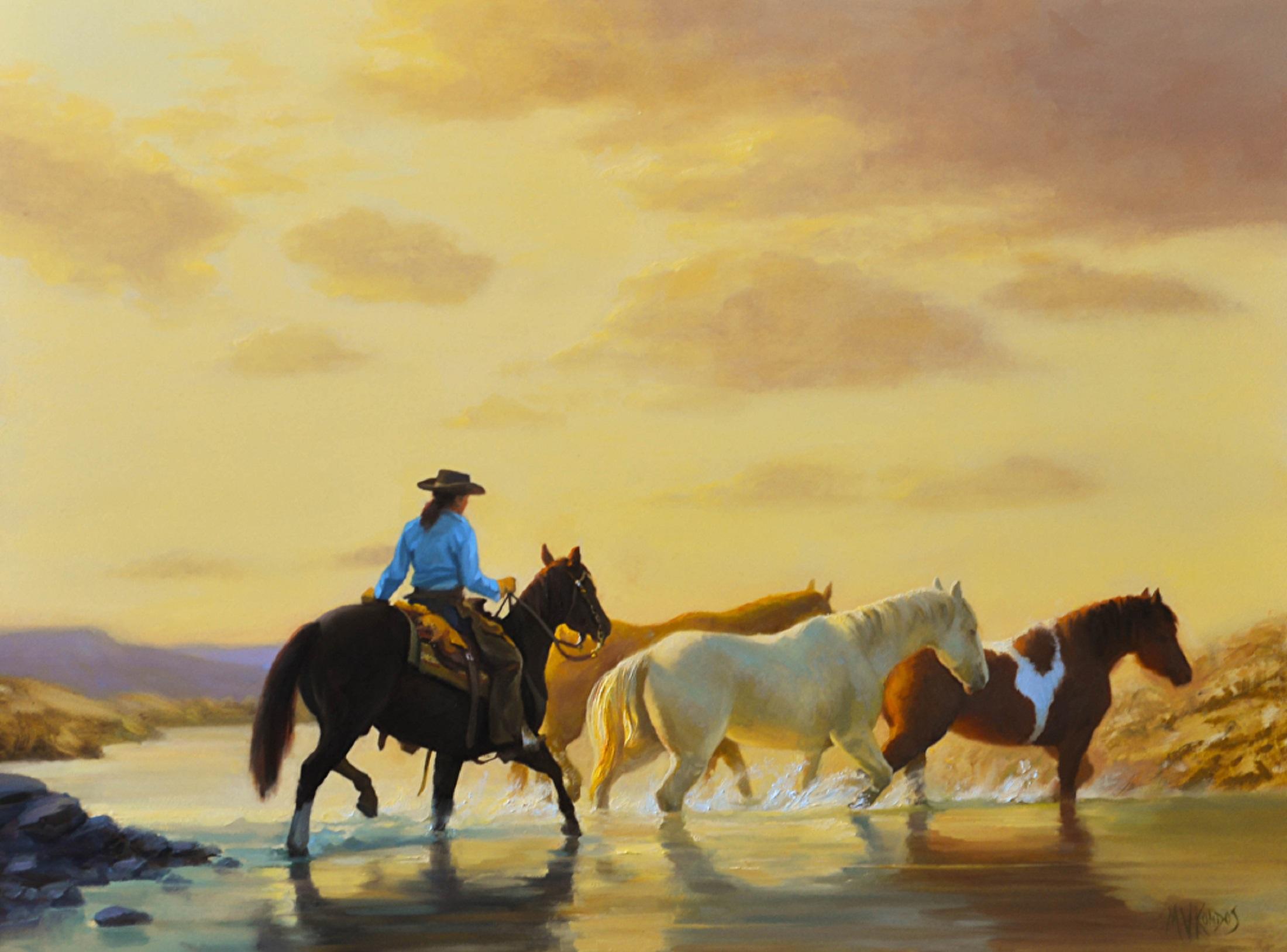 Crossing Last Dollar Wash (Realismus), Painting, von Michelle Kondos