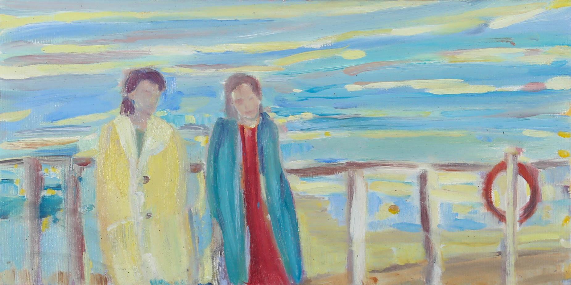 Michelle Leigh (b.1964) - Framed 1998 Oil, Blackpool Belles on the Promenade For Sale 1