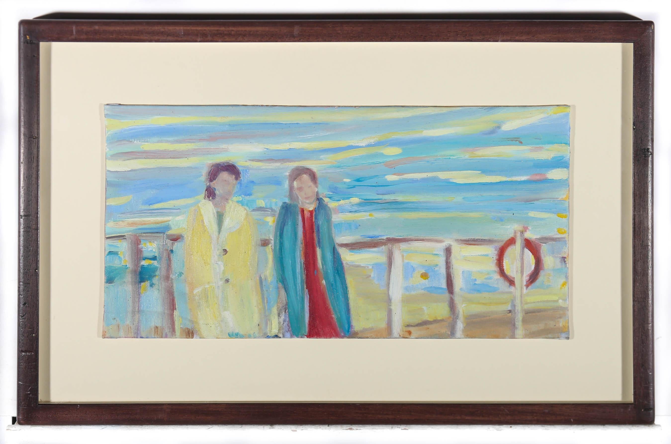 Michelle Leigh (b.1964) - Framed 1998 Oil, Blackpool Belles on the Promenade For Sale 2