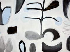 "Biophilia" Abstract Painting -bold, white, black, blue, gray, bold, large