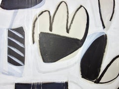 "Espirit" Abstract Painting -bold, creme, gray, elegant, black, modern
