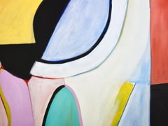 "Timeless Days" Abstract Painting - Bold, blue, black, white, modern, elegant