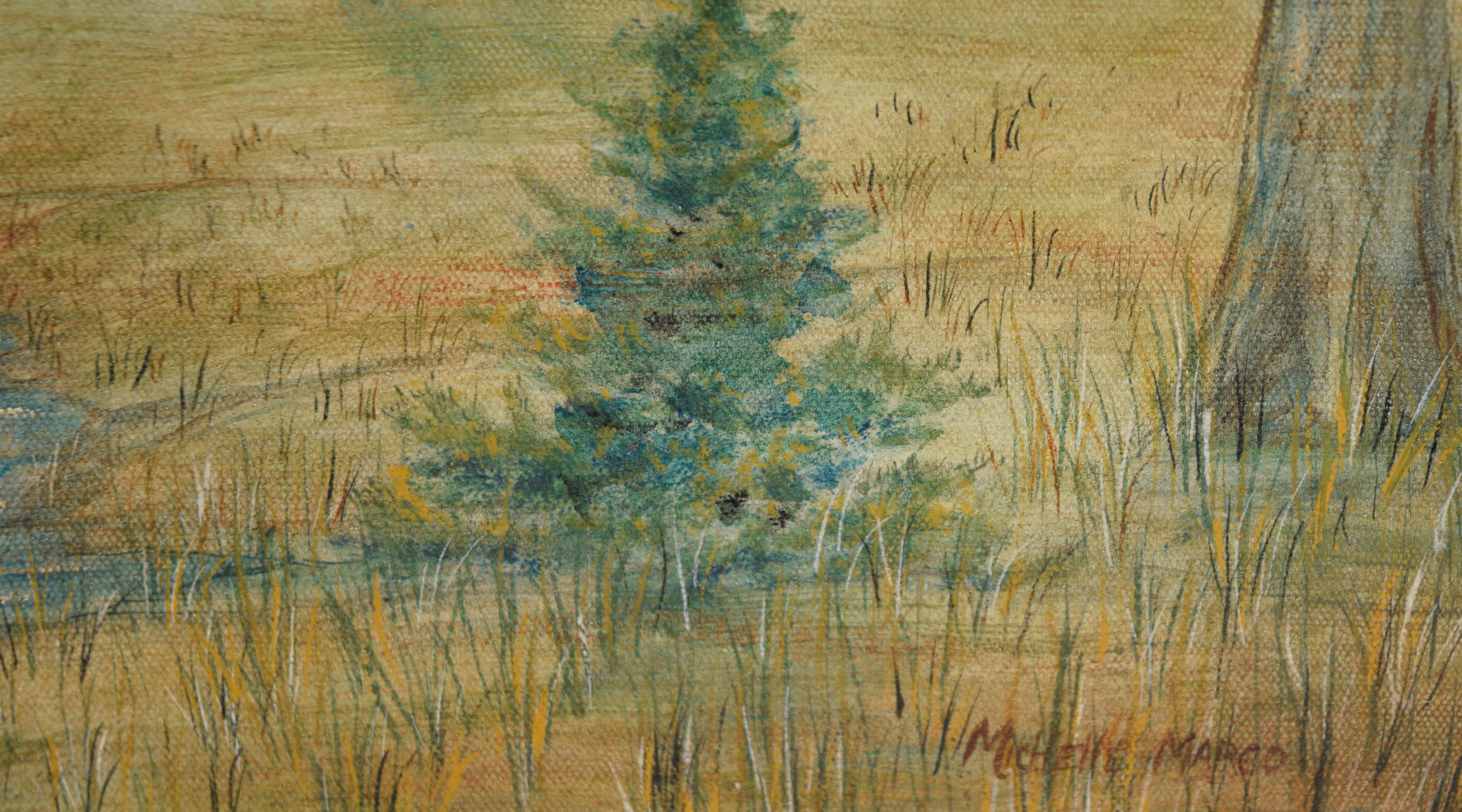 Il torrente tra gli alberi - Olio su tela

Quadro impressionista di Michelle Marco (americana) raffigurante un ruscello che attraversa un boschetto di alberi. Un boschetto di alberi circonda un piccolo ruscello che attraversa il centro del dipinto.