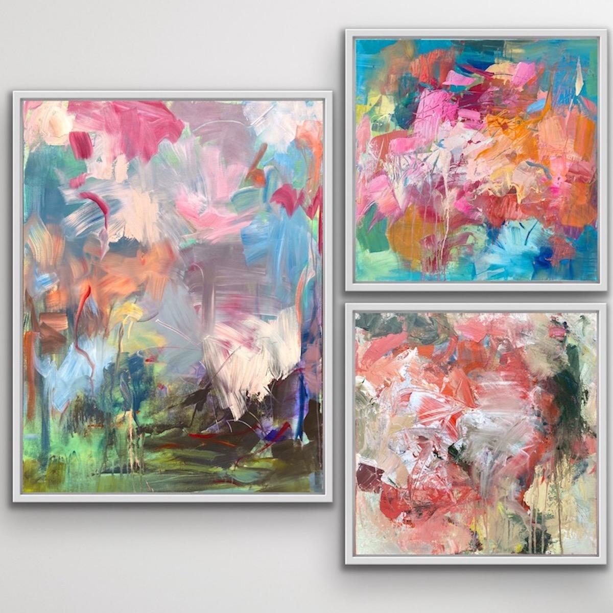 Michelle Marra Abstract Painting - All Fired Up, Camera, Set, Action and Warm Embrace Triptych 
