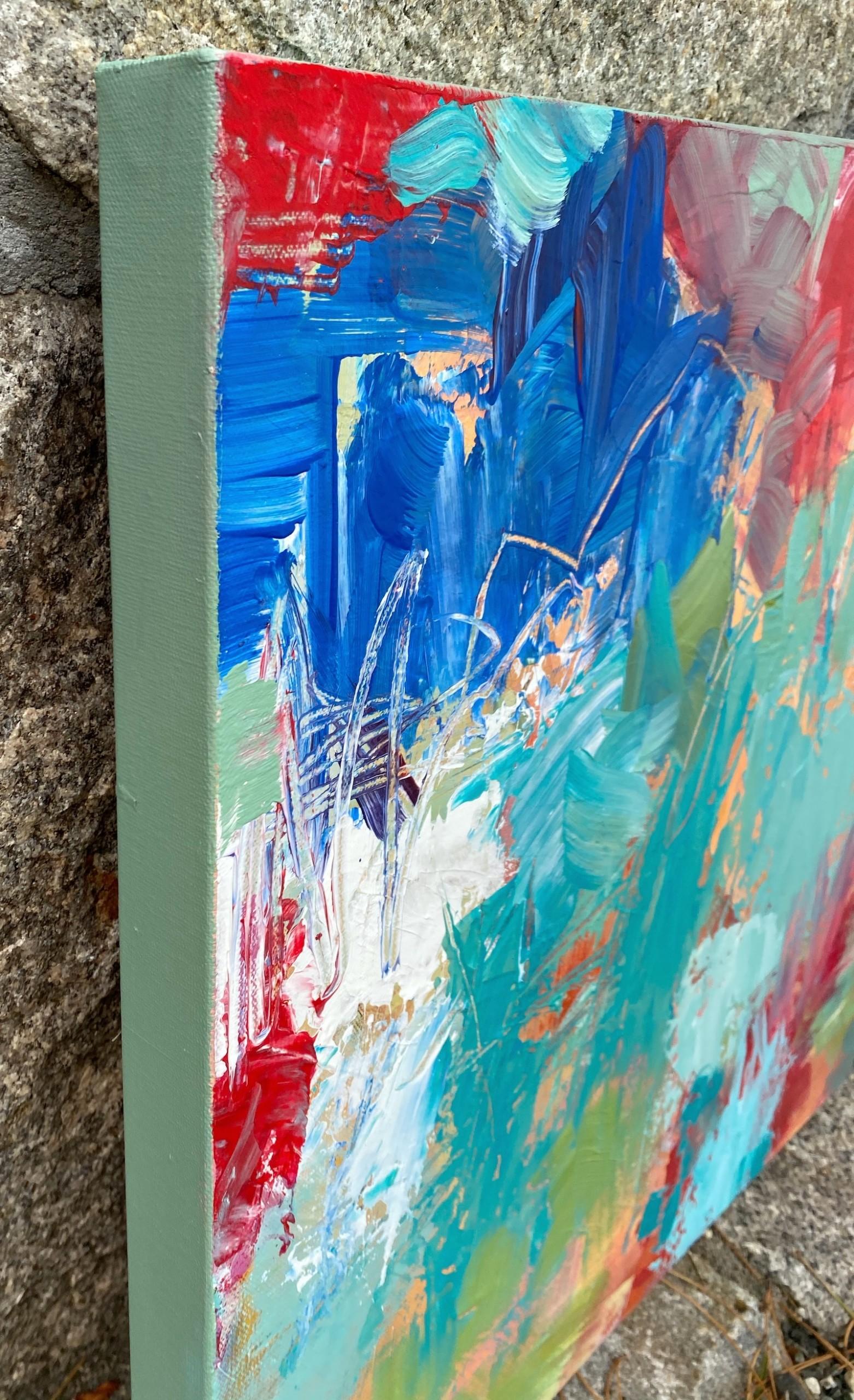 Júbilo, Pintura Abstracta, Arte Brillante en Capas, Arte Mediano para Espacios Grandes - Abstract Painting Gris de Michelle Marra