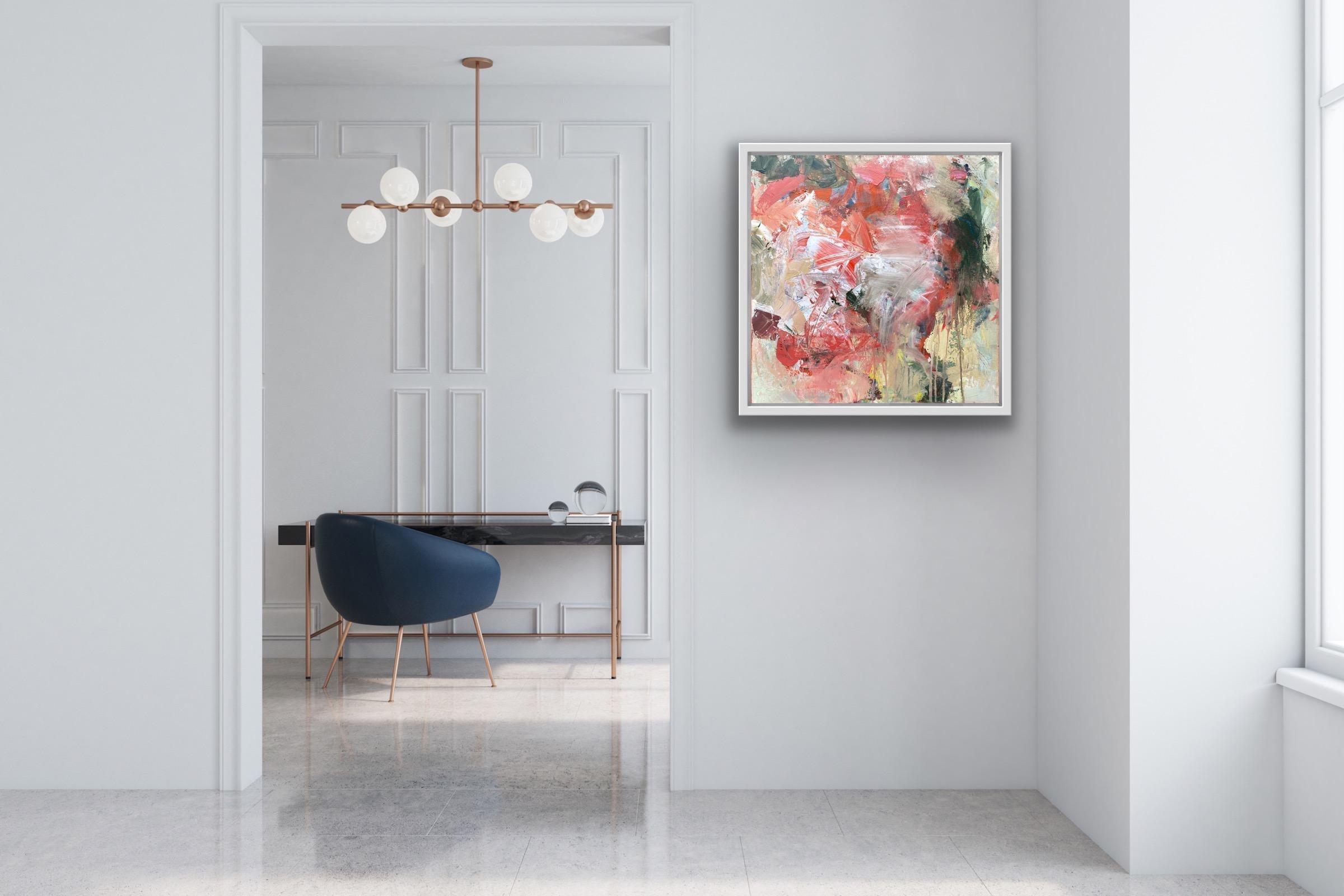 Abrazo Cálido, Pintura Abstracta Original, Arte Floral Abstracto, Asequible en venta 5