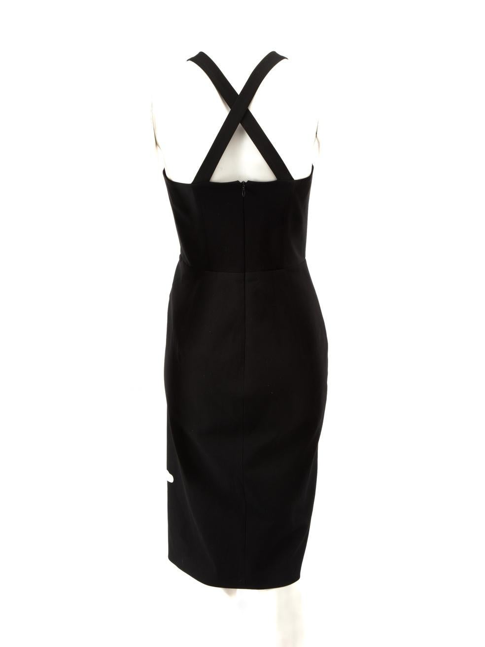 Michelle Mason Schwarzes Kleid mit V-Ausschnitt und Frontschlitz und Knielange Länge Größe XS im Zustand „Gut“ im Angebot in London, GB