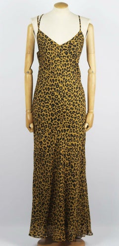 Michelle Mason Draped Leopard Print Silk Chiffon Midi Dress