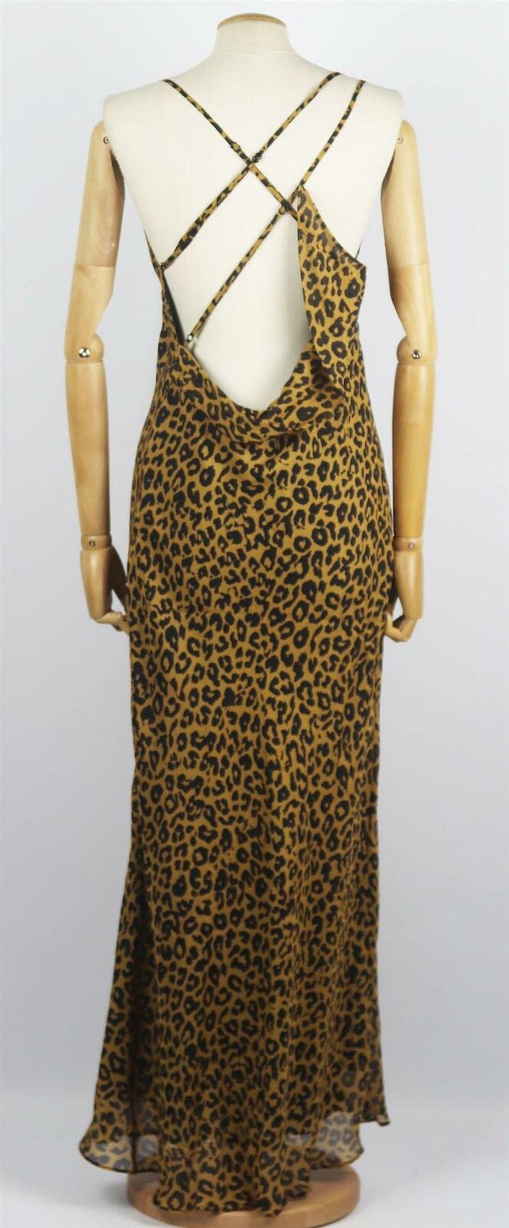 Michelle Mason Draped Leopard Print Silk Chiffon Midi Dress at 1stDibs ...