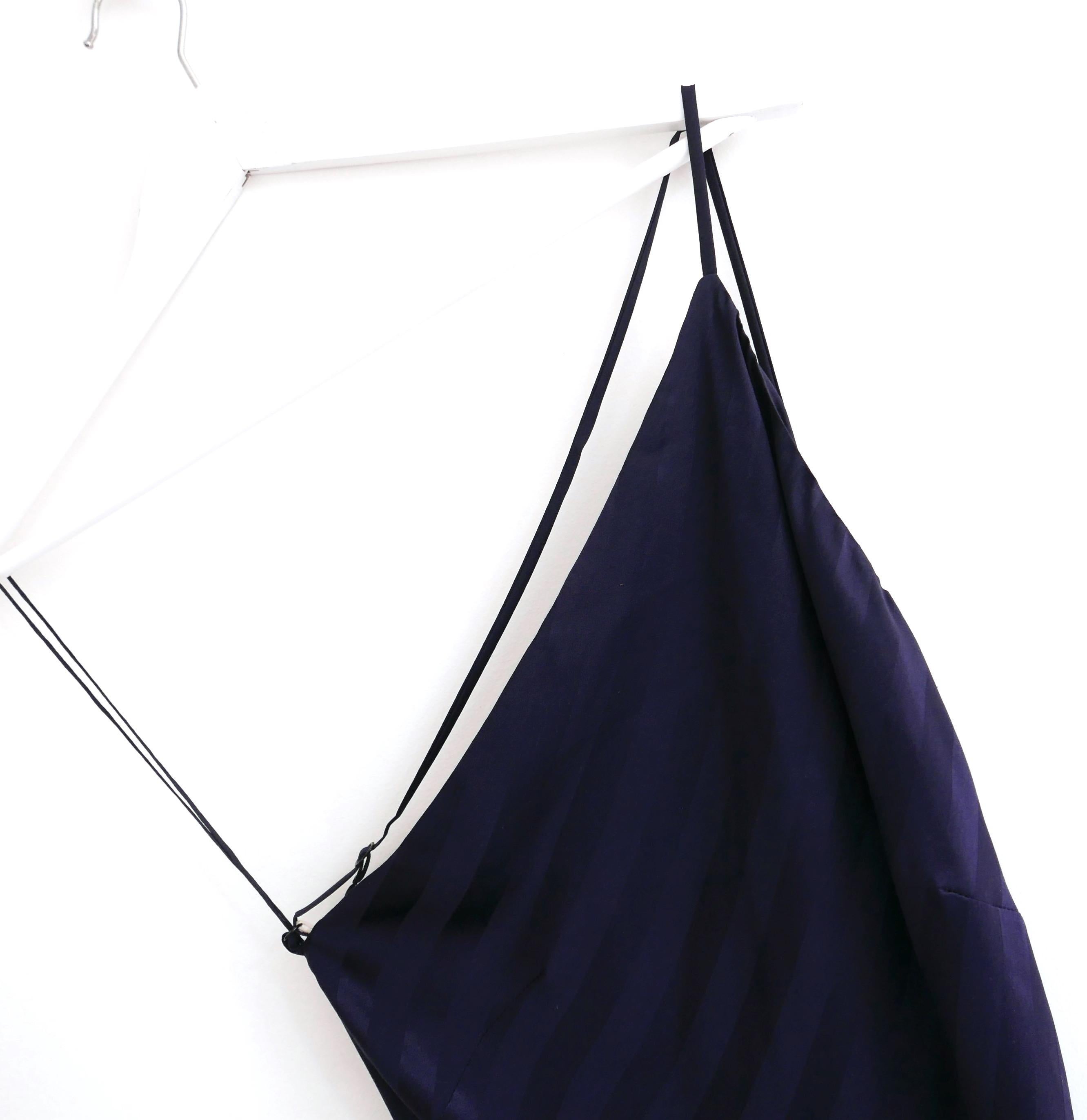 Michelle Mason navy silk shadow stripe dress In New Condition For Sale In London, GB