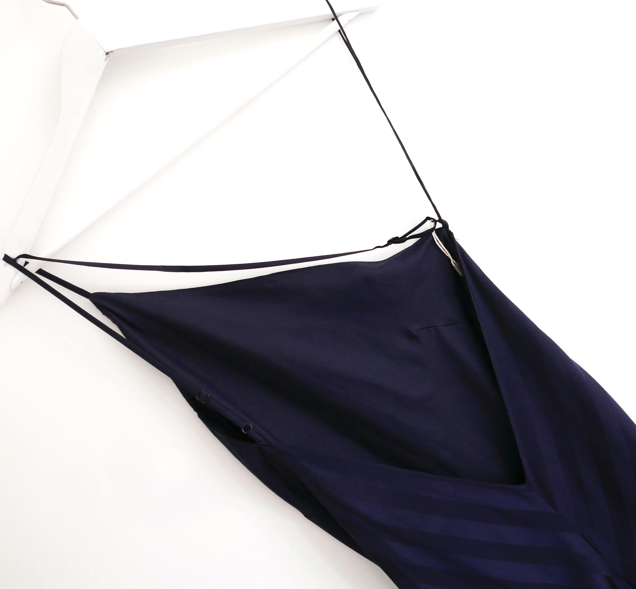 Women's Michelle Mason navy silk shadow stripe dress For Sale